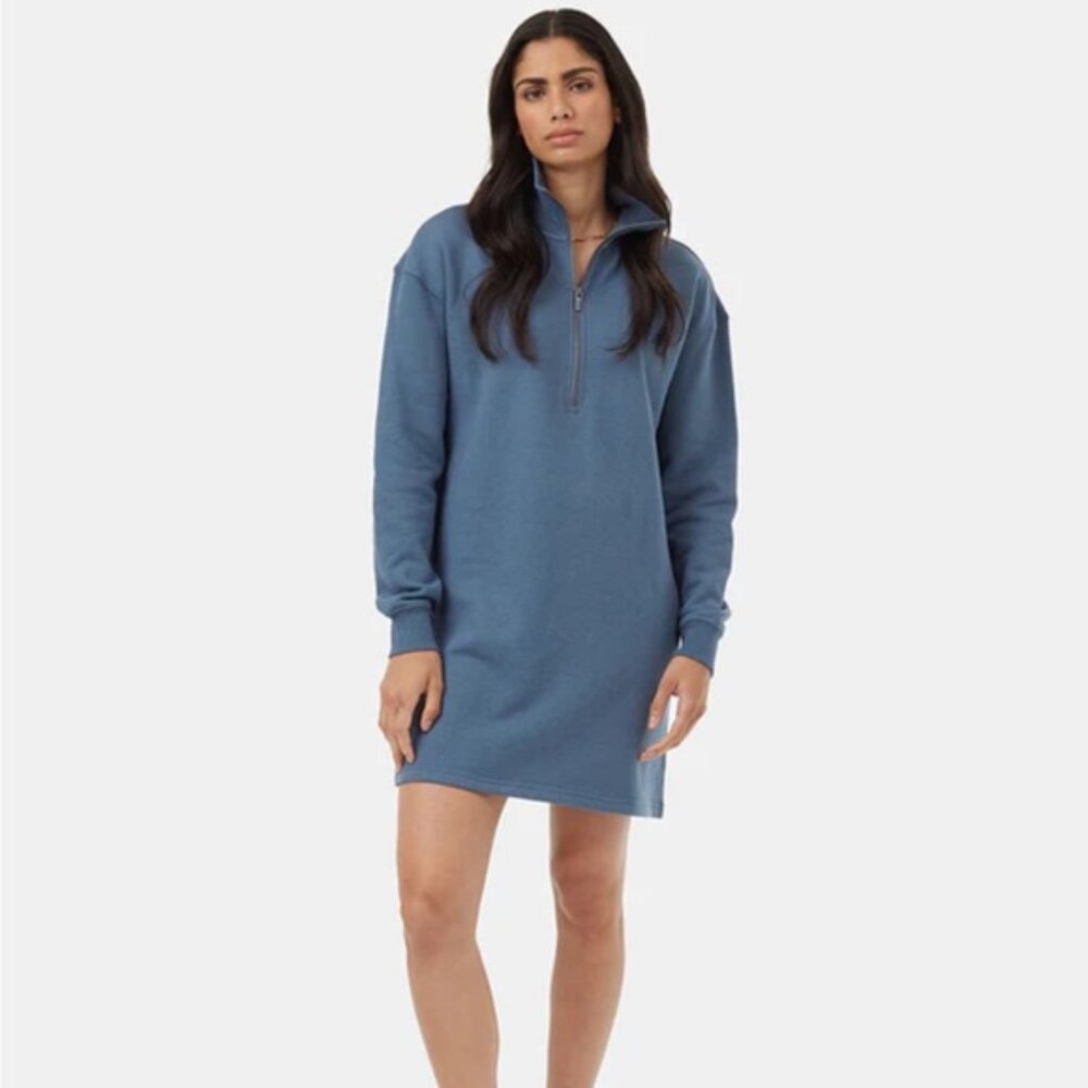 Tentree 14 zip fleece dress Vintage Blue size small NWT